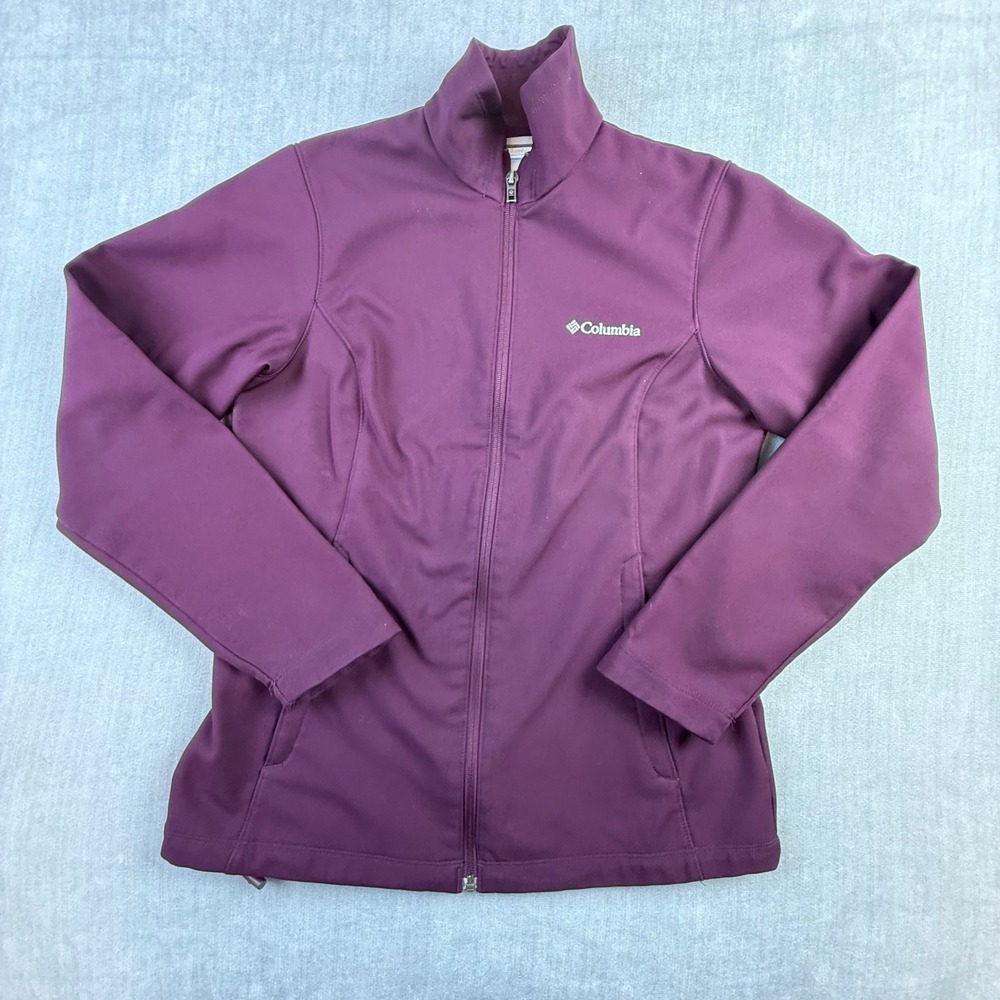 Columbia Womens Softshell Full Zip Jacket Purple Fleece Lined Size Small
